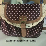 Kukombo 2025 Polka Dot Vintage Bag Casual Canvas Crossboby Bag Lace One-Shoulder Bag ootd