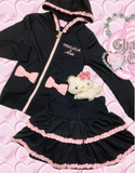 Kukombo Outfit Hoody Oversized Tops Kawaii Winter Suit Hoodies Women Clothes Cute Kpop Plus Szie Korea Grunge Pink Sweet Girl Hoodie Zip Up Top