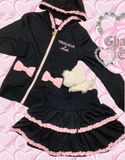 Kukombo Outfit Kawaii Hoodie Oversized Top Winter Clothing Women Cute Lace Pink Punk Sweatshirt Harajuku Kpop Zip Up Hoodies Gothic Y2k Clothes