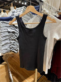 Kukombo Black Harajuku Ribbed Slim Tank Top Women Cotton U Collar Single Breasted Sleeveless Camis Female Simple All-match Y2K Vest Tops
