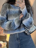 Kukombo Ombre Cable Knit Short Sweater