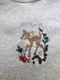 Kukombo New Cute Little Deer Flowers Embroidery T-shirt Woman O-Neck Slim Short Sleeve Cotton Tees Tops Spring Casual Sweet Y2K Tshirts