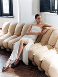 Kukombo Solid Pleated Strapless Split Dress
