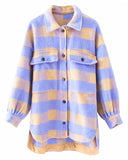 Kukombo Single-breasted Plaid Loose Coat