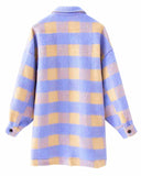 Kukombo Single-breasted Plaid Loose Coat