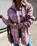 Kukombo Shacket Vintage Plaid Shirt Jacket