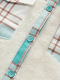 Kukombo Shacket Plaid Stitching Lambswool Jacket