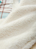 Kukombo Shacket Plaid Stitching Lambswool Jacket