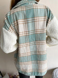 Kukombo Shacket Plaid Stitching Lambswool Jacket