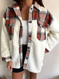 Kukombo Shacket Plaid Stitching Lambswool Jacket