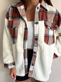 Kukombo Shacket Plaid Stitching Lambswool Jacket