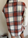 Kukombo Shacket Plaid Stitching Lambswool Jacket
