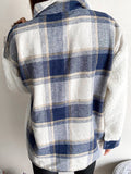 Kukombo Shacket Pocket Plaid Stitching Lambswool Jacket