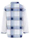 Kukombo Shacket Pocket Plaid Stitching Lambswool Jacket