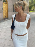 Kukombo - 2024 Elegant Lace V Neck Camis Spaghetti Strap Slim Vest Vintage Backless Tank Summer Clothes Crop Tops
