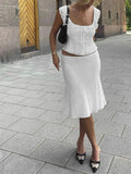Kukombo - 2024 Elegant Lace V Neck Camis Spaghetti Strap Slim Vest Vintage Backless Tank Summer Clothes Crop Tops