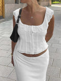 Kukombo - 2024 Elegant Lace V Neck Camis Spaghetti Strap Slim Vest Vintage Backless Tank Summer Clothes Crop Tops