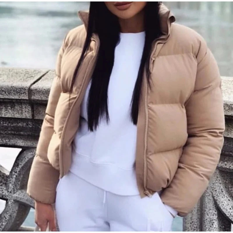 Christmas Gift Fashion Bubble Coat Solid Standard Collar Oversized Short Jacket Winter Autumn Female Puffer Jackets Parkas Mujer 2023