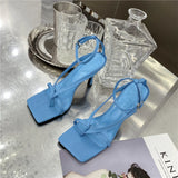 Kukombo Gladiator Sandals High Heels Women Fall Best Street Look Females Square Head Open Toe Clip-On Strappy Shoes