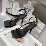 Kukombo Gladiator Sandals High Heels Women Fall Best Street Look Females Square Head Open Toe Clip-On Strappy Shoes