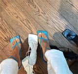 Kukombo Gladiator Sandals High Heels Women Fall Best Street Look Females Square Head Open Toe Clip-On Strappy Shoes