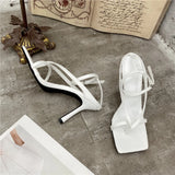 Kukombo Gladiator Sandals High Heels Women Fall Best Street Look Females Square Head Open Toe Clip-On Strappy Shoes