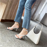 Kukombo Gladiator Sandals High Heels Women Fall Best Street Look Females Square Head Open Toe Clip-On Strappy Shoes