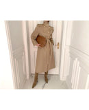 Kukombo New Elegant Khaki Wool & Blend Jacket Women Winter Golden Button Vintage Wool Coat Woman Autumn Korea Fashion Outerfit