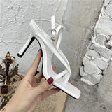Kukombo Gladiator Sandals High Heels Women Fall Best Street Look Females Square Head Open Toe Clip-On Strappy Shoes