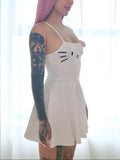 Kukombo Homecoming Dress Party Outfits White Hello Kitty Bow Sleeveless Mini Dress