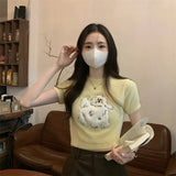 Kukombo misunderstood outfit Short Knitwear for Women Summer New Hot Girls Pure Want to Design Sense Niche Soft Glutinous Puppy All-Match Chic Top Fashion