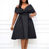 Kukombo Women Solid Elegant Evening Party Dress Formal Classy Party Gowns Dress