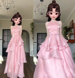 dress to impress codeshomecoming dress Streamer Pink Halter Dress Elegant Ruffled Fairy Dress Birthday Backless Dress