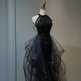 dress Black Evening Dress for Women 2024 New Light Luxury Niche High-End High-End Sense Trailing Birthday Party Host Adult Ceremony