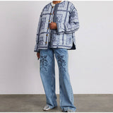 round Neck Printed Button Double-Sided Jacket 2024 Fashion Women's Long-Sleeved Pocket Jacket