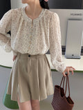 Kukombo looks simple but actually mastered French floral sunscreen shirt female Tencel pullover shirt top 6025
