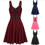 Kukombo misunderstood outfit New Style Sleeveless Strap Loose Large Swing Sling Gothic Punk Women's Dress Female