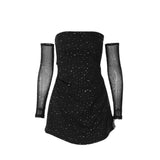 android vs cyberborg dress to impress 2024 Summer New Elegant Temperament Solid Color Tube Top off-the-Shoulder Thin Flash Design Tight Waist Short Dress