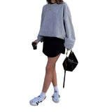 tailgate outfit black women 2024 Autumn and Winter Style Casual Solid Color Top Loose Pullover Fashion Sweater Coat