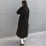 buisnesscore outfit women Korean Style Suit Collar Solid Color Slimming Long Coat Women's Winter Elegant Waist-Tight Woolen Coat Belt Coat