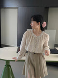 Kukombo looks simple but actually mastered French floral sunscreen shirt female Tencel pullover shirt top 6025