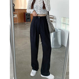 Kukombo discover style ideas Summer Korean Style Khaki Suit Pants Women's Spring and Autumn High Waist Draping Loose Straight Casual Pants Slim Wide Leg Pants