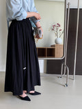 Kukombo "Strictly Selected Quality B Entry" with Pearl Drawstring Large Swing Skirt Women's High Waist Solid Color Long Skirt 596