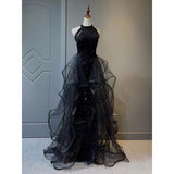 dress Black Evening Dress for Women 2024 New Light Luxury Niche High-End High-End Sense Trailing Birthday Party Host Adult Ceremony