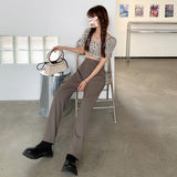 Kukombo discover style ideas Summer Korean Style Khaki Suit Pants Women's Spring and Autumn High Waist Draping Loose Straight Casual Pants Slim Wide Leg Pants