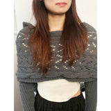 fashion outfits off-Shoulder Meilun Knitted Autumn and Winter High-Grade Double-Sleeve Hollow Shawl off-Shoulder Cross