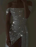 dress Spring and Summer Women's Sexy Shiny Slit Ball Gown Dress New