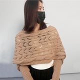 fashion outfits off-Shoulder Meilun Knitted Autumn and Winter High-Grade Double-Sleeve Hollow Shawl off-Shoulder Cross