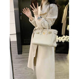 Korean Style High-End Coat Winter New Small Fashionable Mid-Length Woolen Cashmere Lace-up Coat for Women