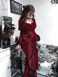 Kukombo Princess Mermaid Sweetheart Lolita Dress Christmas Dress Burgundy Birthday Dresses